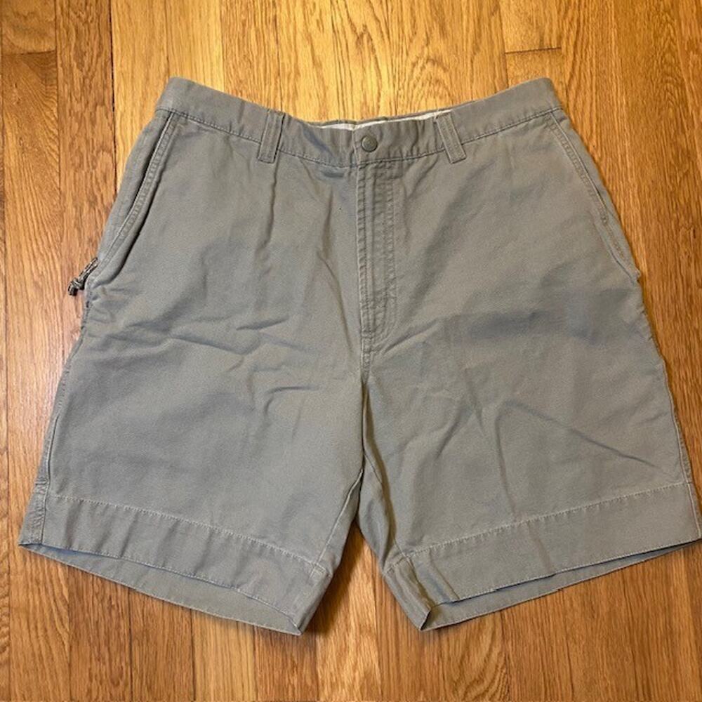 Columbia Mens 34 Flat Front Tan Khaki 5 Pocket Fishing Hike Chino Shorts Cotton - Picture 1 of 7